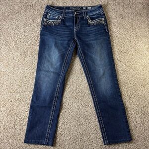 Miss Me Easy Ankle Skinny Jeans Size 29 Embellished Dark Wash